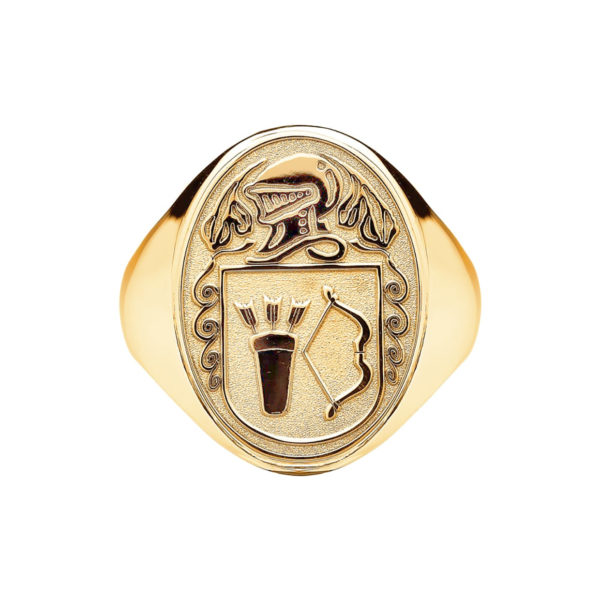 Heavy Oval Coat of Arms Ring Yellow Gold WebAG300-Y