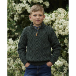 Child's Merino Half Zip Sweater Army Green