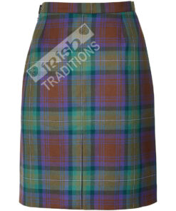Back of Ladies’ Tartan Laura Skirt Darted Single Vent Pencil Skirt Style