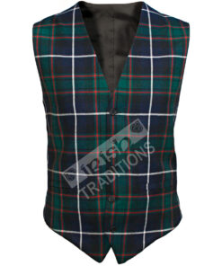 Fitted Front Men's Tartan Vest Wool Reiver Lightweight Fabric Custom Made Scotland