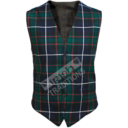 Fitted Front Men's Tartan Vest Wool Reiver Lightweight Fabric Custom Made Scotland