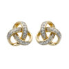 Round Trinity Knot Diamond Set Stud Earrings 14K Yellow Gold
