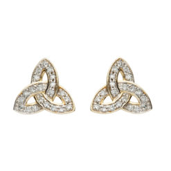 14K Trinity Knot Diamond Stud Earrings