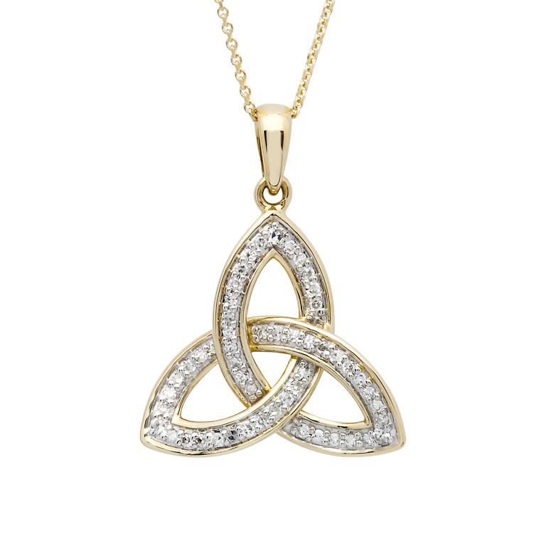 14K_14P684 Trinity Knot 14Karat Gold Diamond Set Pendant