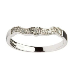 White 14K Diamond Claddagh Fitted Band