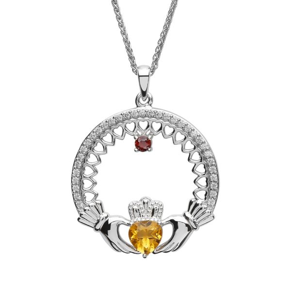 A Mother's Love Birthstone Claddagh Pendant 1 Stone