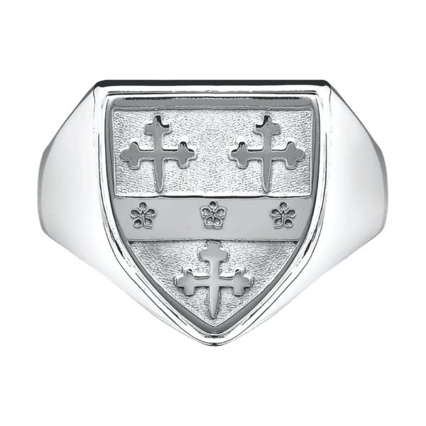 Heavy Shield Gents Coat of Arms Ring 1 WG Metal