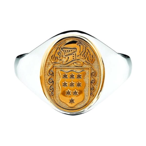 Petite Oval Ladies Coat of Arms Ring 1 Mixed Metal