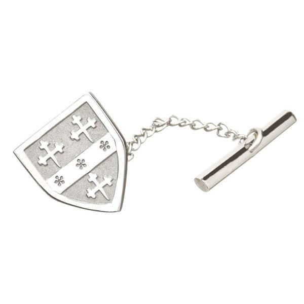 Shield Coat of Arms Tie Tac Silver White Gold