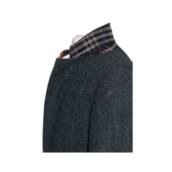 Kavanagh Poets' Series Blue Herringbone Irish Tweed Collar Detail