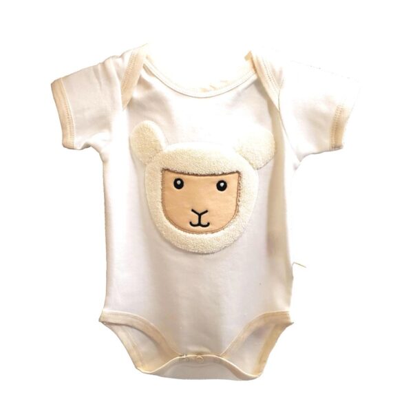 Baby Sheep Onesie with a lamb face on the belly