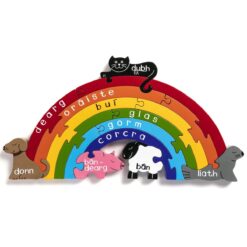 Rainbow Jigsaw Puzzle for Kids with Irish language words for each color