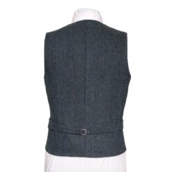 WB Yeats Poets' Series Blue Herringbone Irish Tweed Waistcoat Back