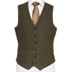 McDonagh Heritage Waistcoat with green herringbone Irish Tweed