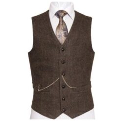 Oscar Wilde Waistcoat with brown hopsack Irish Tweed