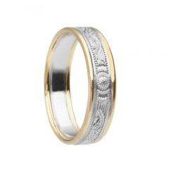 Very Narrow With Rails White Gold Yellow Rails Celtic Warrior Wedding Ring