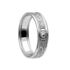 Very Narrow With Rails White Gold White Rails Celtic Warrior Wedding Ring