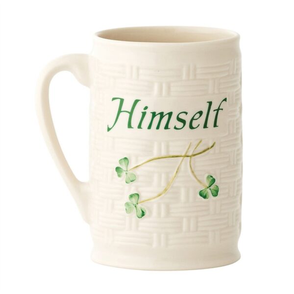 Belleek Himself Mug with hand-painted shamrocks