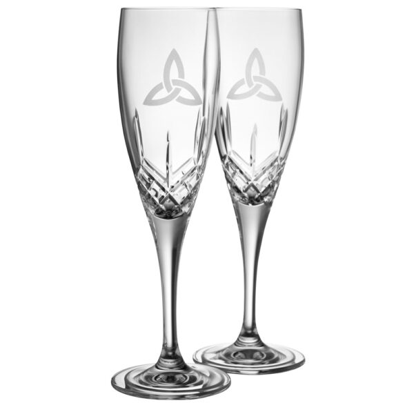 Trinity Knot Champagne Flutes Galway Crystal