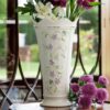 Irish Flax Vase with hand-painted pastel Flax flowers