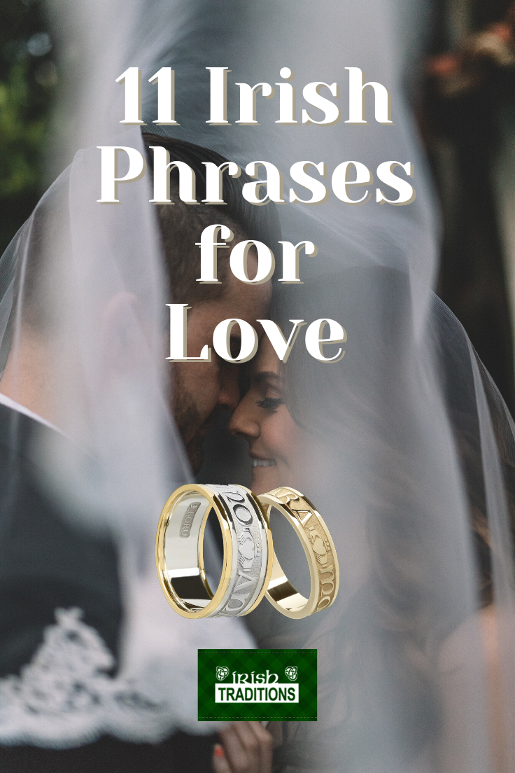 11 Irish Phrases for Love Pinnable Image of bride and groom