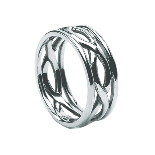 Celtic Infinity Wedding Band White Gold with White Rails