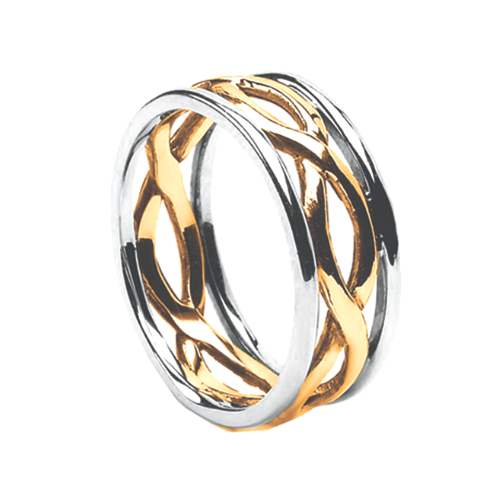 Celtic Infinity Wedding Band Yellow Gold with White Rails