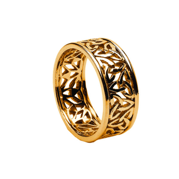 Gents Trinity Knot Filigree Wedding Band Yellow with Yellow Rails