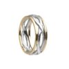 Ladies Celtic Infinity Wedding Band White with Yellow Rails