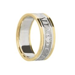 Ladies Original "Mo Anam Cara" Wedding Band White with Yellow Rails