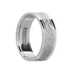 Ladies Celtic Cross Wedding Band White with White Rails