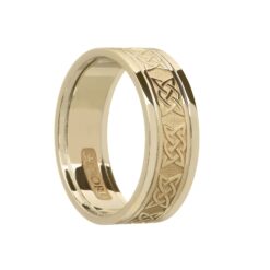Ladies Lovers Knot Wedding Band Yellow Gold with Yellow Rails