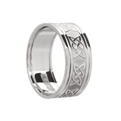 Gents Lovers Knot Wedding Band White with White Rails