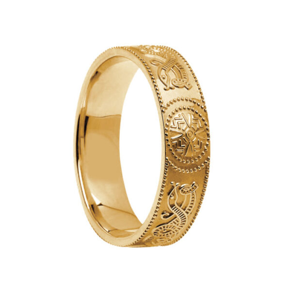 Wide Yellow Gold Celtic Warrior Wedding Ring