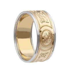 Extra Wide With Rails Yellow Gold White Rails Celtic Warrior Wedding Ring