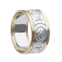 Extra Wide With Rails White Gold Yellow Rails Celtic Warrior Wedding Ring