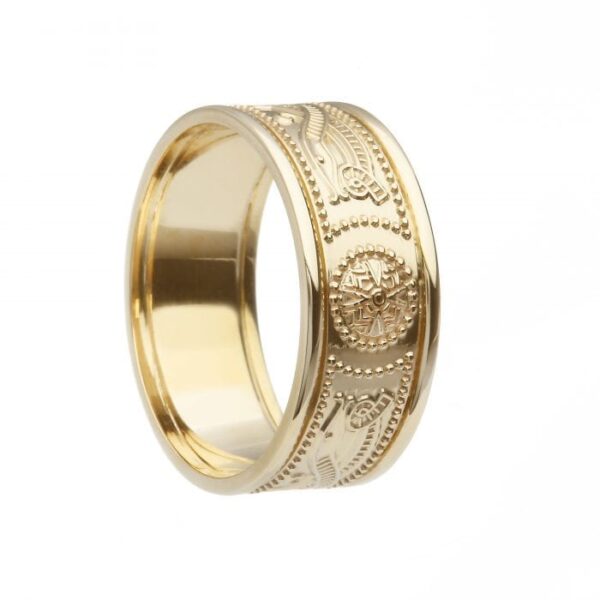 Wide With Rails Yellow Gold Yellow Rails Celtic Warrior Wedding Ring