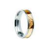 Contemporary Trinity Knot Center Detail Wedding Band White Band with Yellow Center Ring