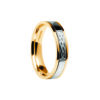 Contemporary Lovers Knot Center Detail Wedding Band Yellow Band with White Center Ring