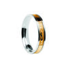 Contemporary Claddagh Center Detail Wedding Band White Band with Yellow Center Ring