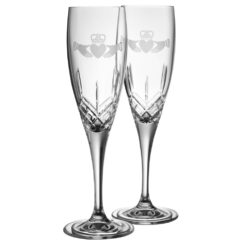 Crystal Claddagh Champagne Flutes Galway Crystal