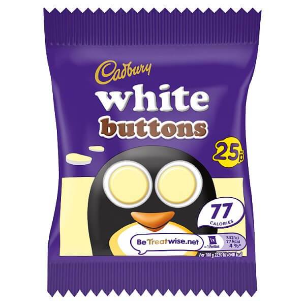 treat sized cadbury buttons package white buttons
