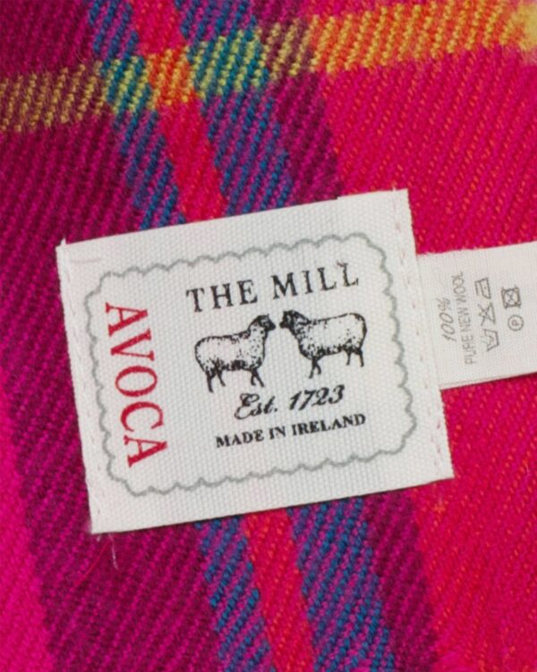 Hot Pink Check Merino Woven Wool Scarf