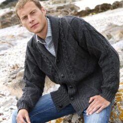 Shawl Collar Gents Cardigan Charcoal