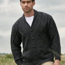Shawl Collar Gents Cardigan Charcoal
