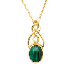 Irish Gold Vermeil Celtic Necklace with Malachite Stone