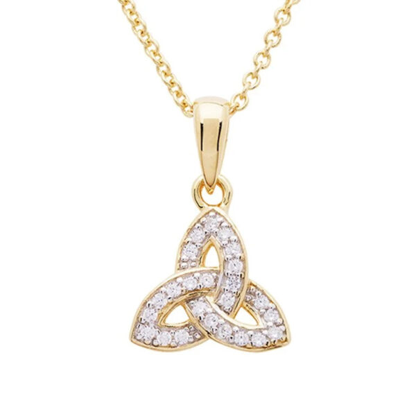 gold vermeil Trinity knot necklace with cubic zirconia stones