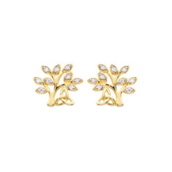 Tree of Life Stud Earrings with cubic zirconia and Trinity Knot Irish Gold Vermeil