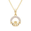 Irish Gold Vermeil Claddagh Necklace with Cubic Zirconias