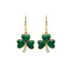 irish gold vermeil shamrock drop earrings with malachite green stones